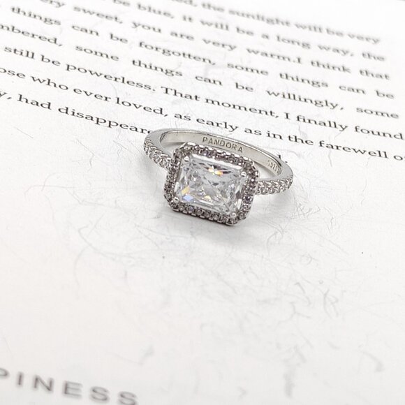 Pandora Rectangular Sparkling Halo Ring - Picture 5 of 6